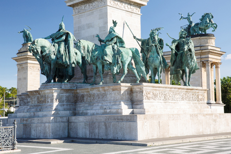 Heroes' Square is one of the most-visited attractions in Budapest. The fragment of the Millennium monumentの写真素材