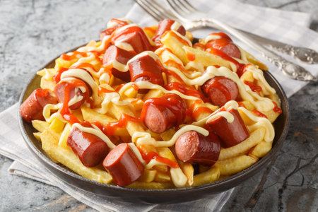 Salchipapas is a South American and Caribbean fast food dish consisting of thinly sliced pan-fried...