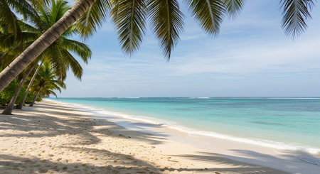 Tropical beach with coconut palm trees and white sand. Thailandの素材