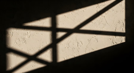 Shadow of the sun on the wall. Abstract background and texture.の素材