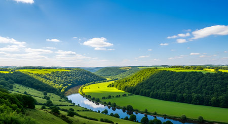 Panoramic view on the river Moselle in Germanyの素材