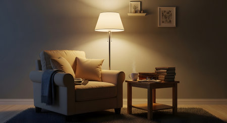 interior with sofa. 3d illustration and 3d rendered imageの素材