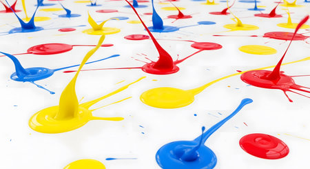 Colorful paint splashes isolated on white background. 3d renderの素材