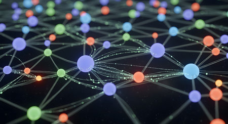 3D illustration of a network of connections on a dark background. Network concept.の素材