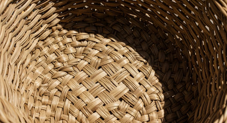 Wicker basket, detail of a wicker basket for background.の素材