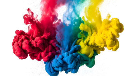 Colorful ink in water isolated on white background. Abstract background.の素材