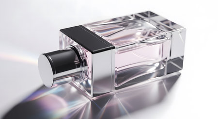 Perfume bottle on white background. 3D illustration. 3D rendering.の素材