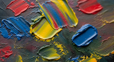 macro artist's palette, texture mixed oil paints in different colors and saturation studioの素材