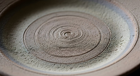 A closeup shot of a clay pottery wheel with a blurry backgroundの素材