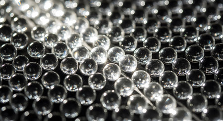 abstract background of many small shiny glass balls, close-upの素材