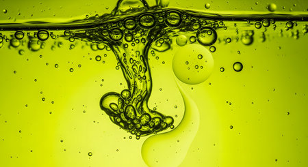 Fountain pen and blue ink drop on brown background. Shallow depth of field.の素材