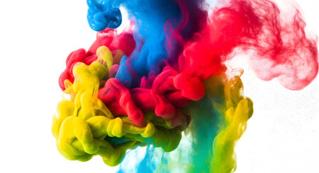 Colored ink in water on a white background. Abstract background.の素材