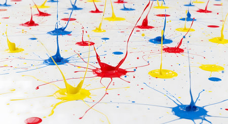Colorful paint splashes isolated on white background. Abstract background.の素材