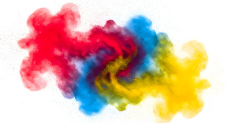 Explosion of colored powder, isolated on white background. Abstract colored backgroundの素材