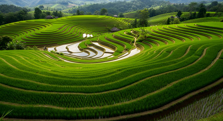 Terraced rice field in Chiangmai, Thailand.の素材