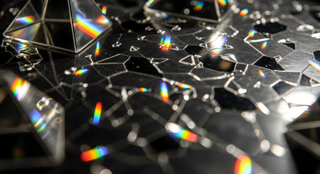 abstract background with a lot of multicolored crystals and reflectionsの素材