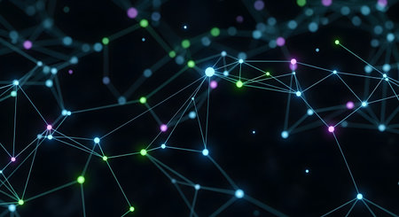 Abstract polygonal space low poly dark background with connecting dots and lines. Connection structure. 3d renderingの素材