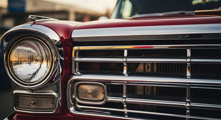 Detail of a classic american car. Close-up.の素材