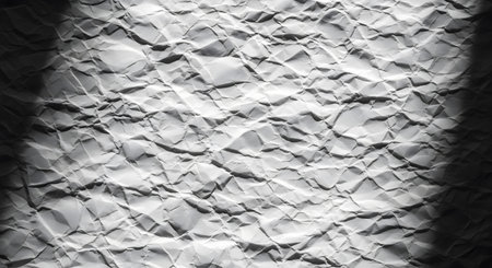 White crumpled paper texture with shadow. Abstract background for design.の素材