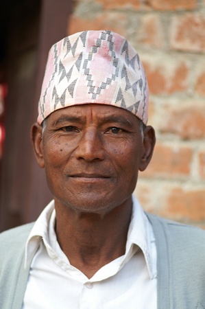 Kathmandu, Nepal, october 11, 2010: man in national nepalese clothesのeditorial素材