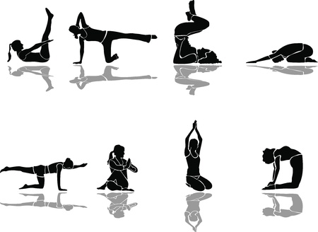 Yoga siluette vector and fitnessのイラスト素材