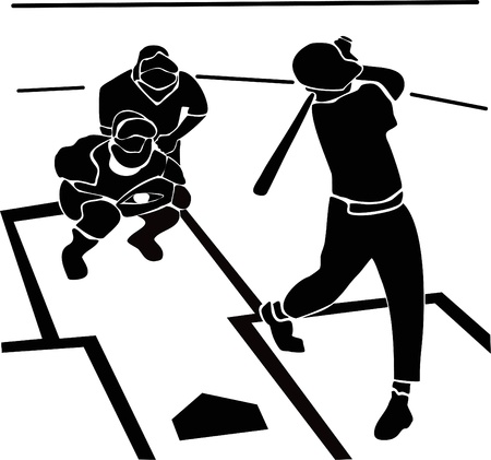 Baseball: player throws to batter, strikeのイラスト素材