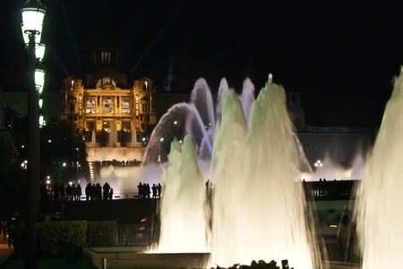 Barcelona, Spain: Spain Plaza by nightの写真素材