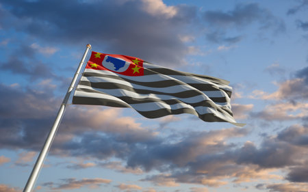 Sao Paulo Brazil State Flag. 3D artworkの写真素材