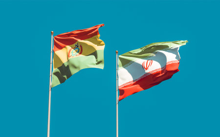 Flags of Iran and Bolivia. 3D artworkの写真素材