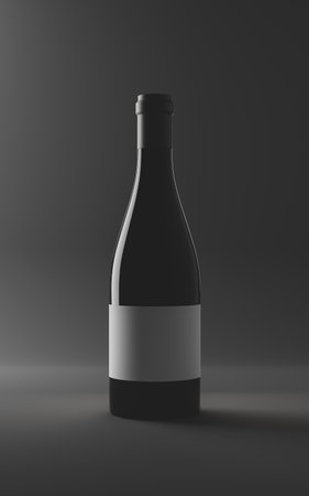 Wine Bottle on black background. 3D artworkの写真素材