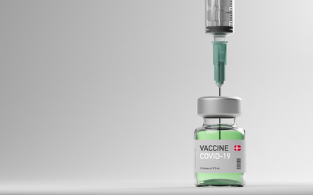 Denmark Covid-19 Vaccination Copy Space Vaccine Background. 3D artworkの写真素材