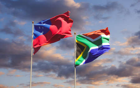 Flags of Samoa and SAR African. 3D artworkの写真素材