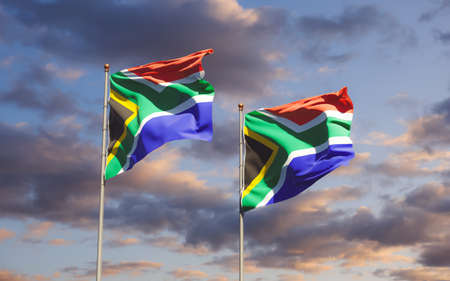 Flags of South Africa and SAR African. 3D artworkの写真素材