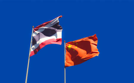Flags of Thailand and China. 3D artworkのeditorial素材