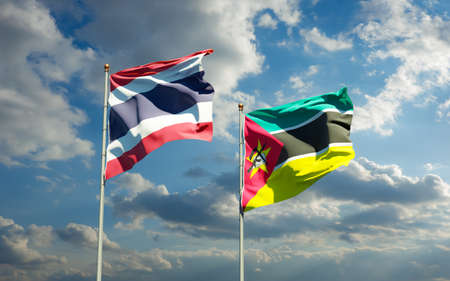 Flags of Mozambique and Thailand. 3D artworkの写真素材
