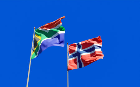 Flags of Norway and SAR African. 3D artworkの写真素材