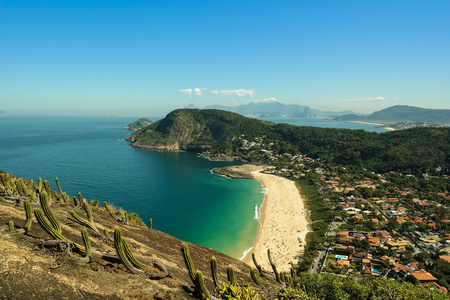 Paradisiac beach in Rio de Janeiro - Beach view from above (Itacoatiara - Niter?i)の写真素材