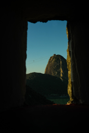 Sugar loaf details - Sugar Loaf seen from the Duque de Caxias Fortressの写真素材