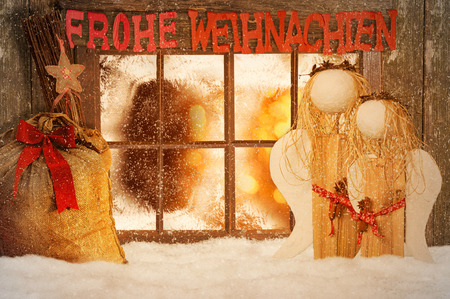 Christmas decorated windowsの写真素材