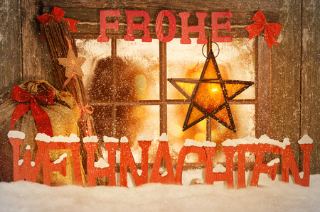 Christmas decorated windowsの写真素材