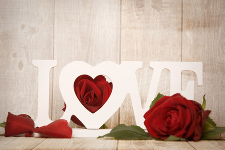 Love letters decorated with rosesの写真素材