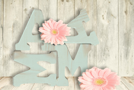 Mama in wooden letters, shabby styleの写真素材
