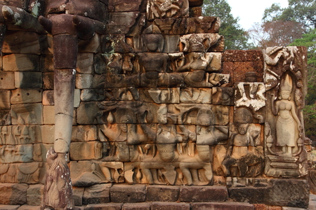 Terrace of Elephants Angkor Thom Siem Reap Cambodiaの写真素材