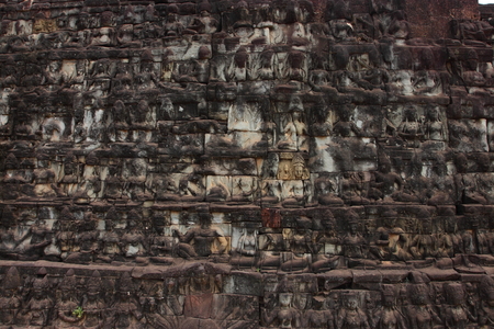 Terrace of The Leper King Angkor Thom Siem Reap Cambodiaの写真素材
