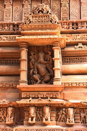 Khajuraho temples and their sculptures Indiaの写真素材