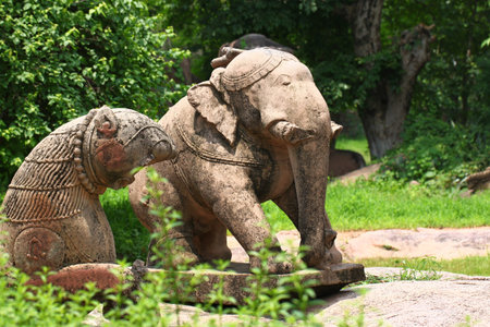 Khajuraho temples and their sculptures Indiaの写真素材