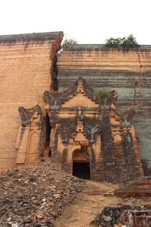Ruined Mingun paya Temple in Mandalay Myanmarの写真素材