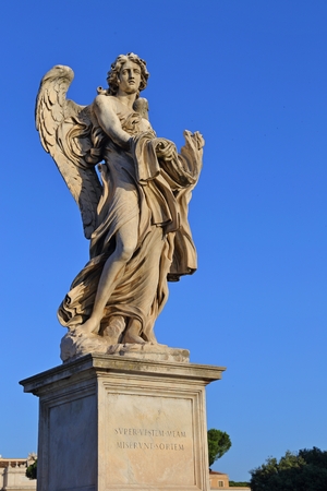 angel statue of the Ancient bridge in front of Castel Sant Angelo, Rome - Italyのeditorial素材