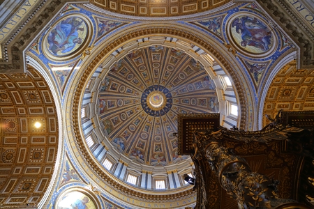Interior of the Saint Peter`s Basilica in the Vatican in Rome, Italyのeditorial素材