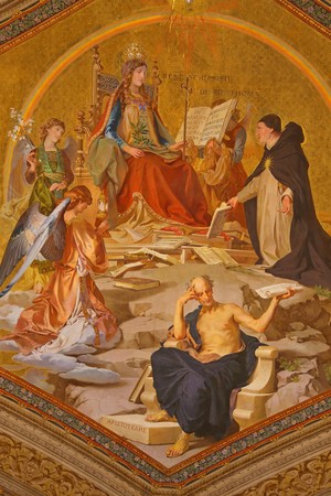 Interior of the Saint Peter`s Basilica in the Vatican in Rome, Italyの写真素材